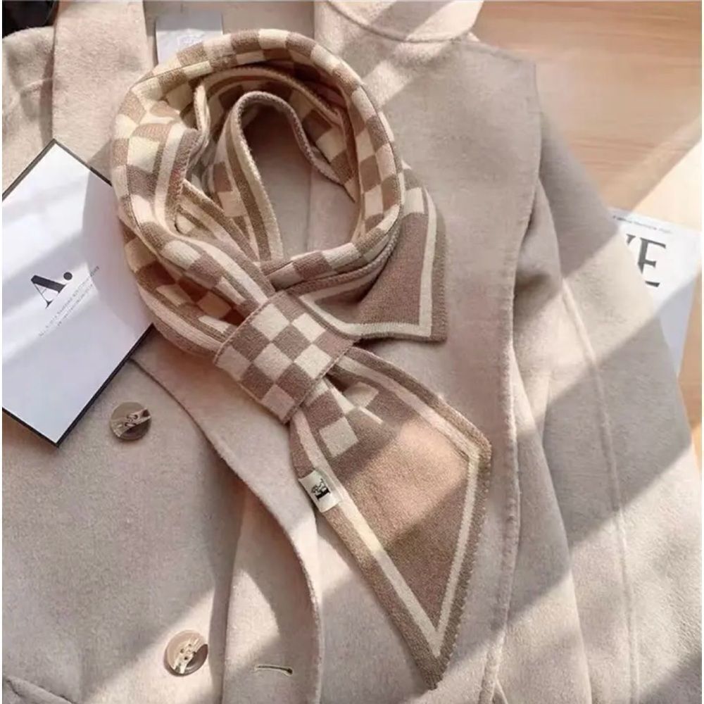 NARROW SCARF IN‎ BEIGE AND WHITE